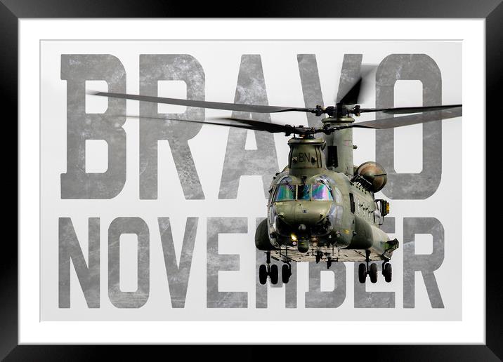 Chinook Bravo November Framed Mounted Print by J Biggadike