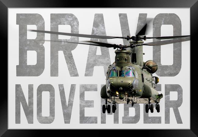 Chinook Bravo November Framed Print by J Biggadike
