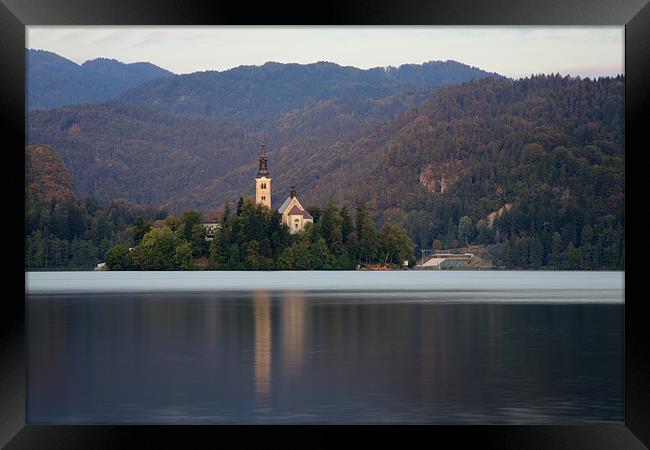 View across Lake Bled , Slovenia . Framed Print by Ian Middleton