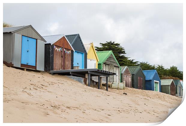 Beach huts in Abersoch Bay Print by Jason Wells