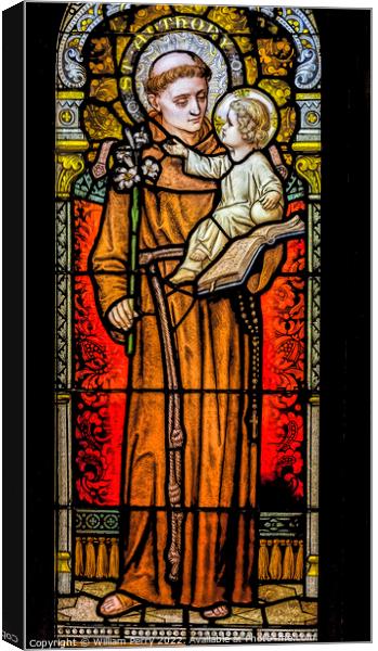 Saint Anthony Stained Glass Saint Mary Basilica Phoenix Arizona Canvas Print by William Perry