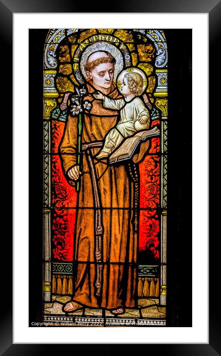 Saint Anthony Stained Glass Saint Mary Basilica Phoenix Arizona Framed Mounted Print by William Perry