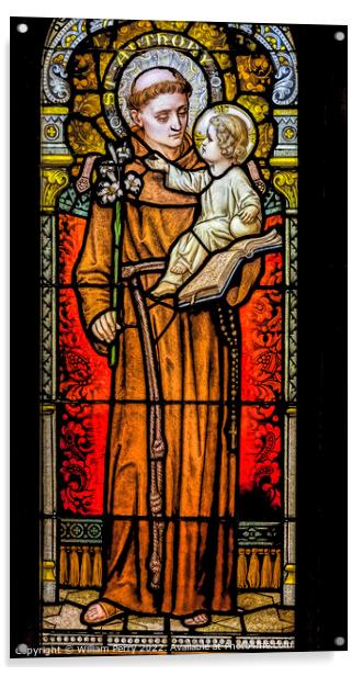 Saint Anthony Stained Glass Saint Mary Basilica Phoenix Arizona Acrylic by William Perry
