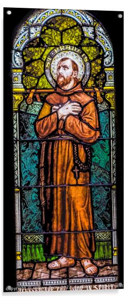 Saint Francis Assisi Stained Glass Saint Mary Phoenix Arizona Acrylic by William Perry