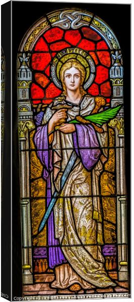 Saint Lucy Stained Glass Saint Mary Basilica Phoenix Arizona Canvas Print by William Perry