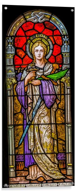 Saint Lucy Stained Glass Saint Mary Basilica Phoenix Arizona Acrylic by William Perry