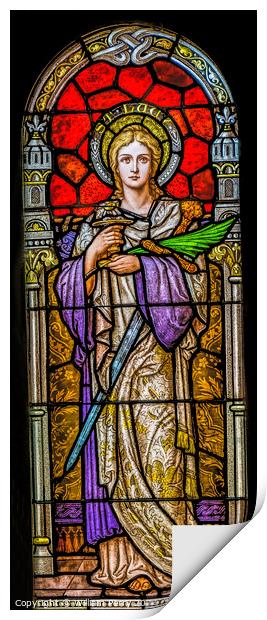 Saint Lucy Stained Glass Saint Mary Basilica Phoenix Arizona Print by William Perry