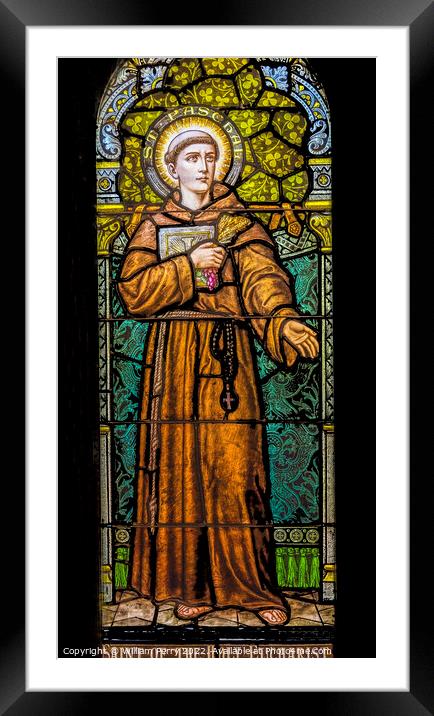 Saint Paschal Stained Glass Saint Mary Basilica Phoenix Arizona Framed Mounted Print by William Perry