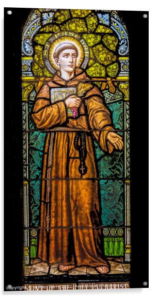 Saint Paschal Stained Glass Saint Mary Basilica Phoenix Arizona Acrylic by William Perry