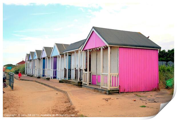 Beach Huts at Sandilands, Lincolnshire. Print by john hill