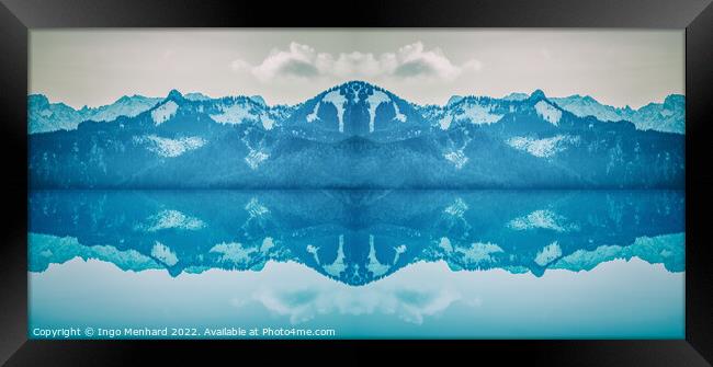 Surreal blue and mirrored landscape Framed Print by Ingo Menhard