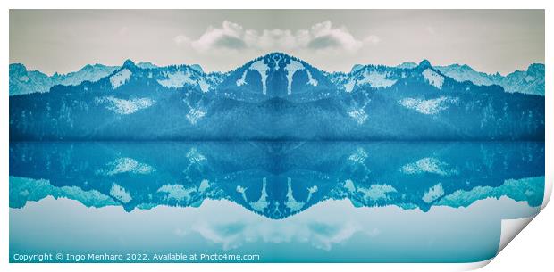 Surreal blue and mirrored landscape Print by Ingo Menhard