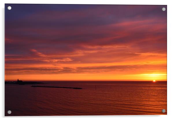 Newbiggin Sunrise Acrylic by Richard Dixon