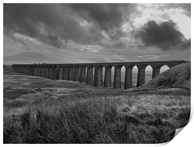 Ribblehead Viaduct - Monochrome Print by Colin Allen
