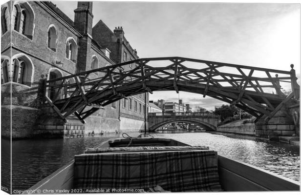 Mathematical Bridge over the River Cam in the city of Cambridge Canvas Print by Chris Yaxley