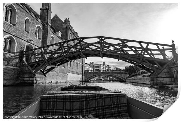 Mathematical Bridge over the River Cam in the city of Cambridge Print by Chris Yaxley