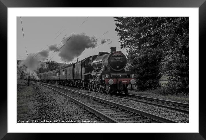 45690 steam in the Aire valley Framed Mounted Print by Richard Perks