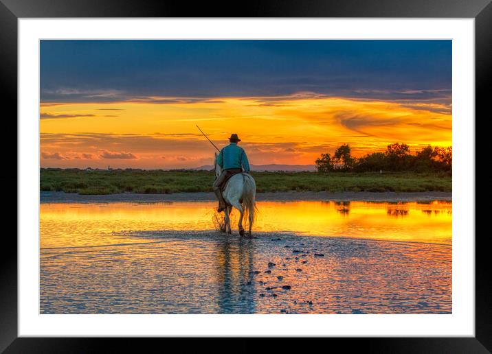 Riding into the Sunset Framed Mounted Print by Helkoryo Photography