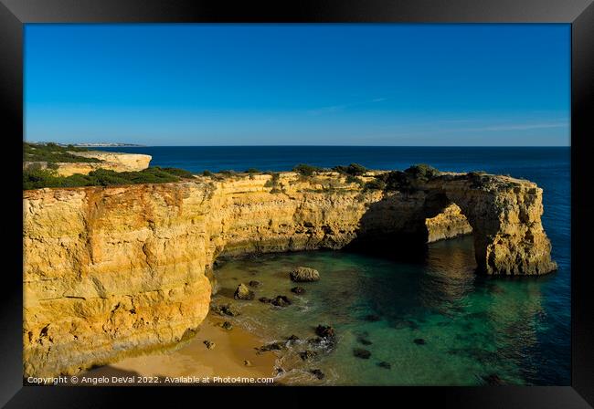 Arch of Albandeira Scenery. Algarve Framed Print by Angelo DeVal