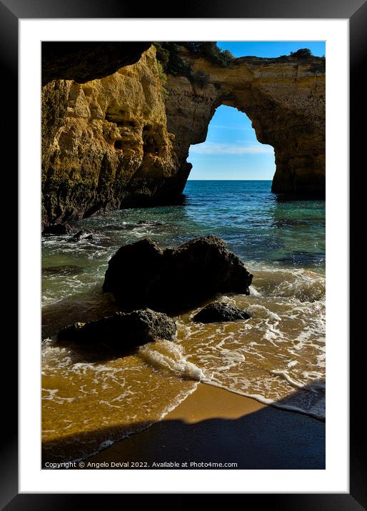 Rocky Arch in Albandeira beach Framed Mounted Print by Angelo DeVal