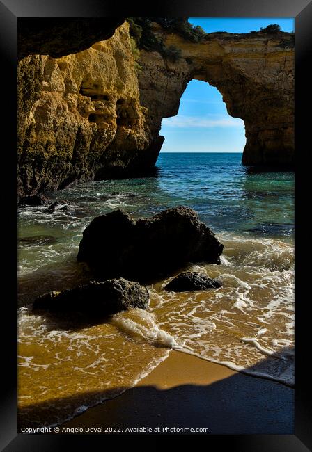 Rocky Arch in Albandeira beach Framed Print by Angelo DeVal