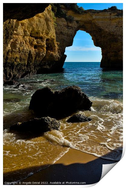 Rocky Arch in Albandeira beach Print by Angelo DeVal