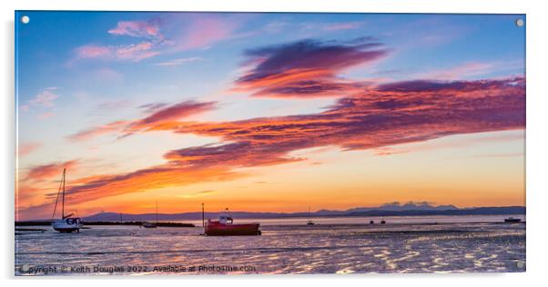 Morecambe Bay boats at sunset Acrylic by Keith Douglas
