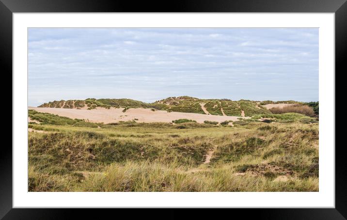 Sand dunes at the edge of Formby beach Framed Mounted Print by Jason Wells