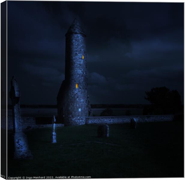 The magic tower of Clonmacnoise in Ireland Canvas Print by Ingo Menhard