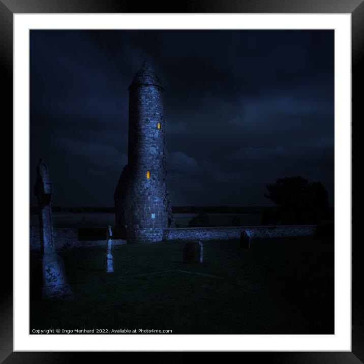 The magic tower of Clonmacnoise in Ireland Framed Mounted Print by Ingo Menhard