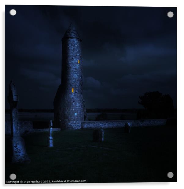 The magic tower of Clonmacnoise in Ireland Acrylic by Ingo Menhard