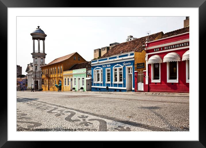 Colourful buildings in the centre of Curitiba, Brazil Framed Mounted Print by Gordon Dixon