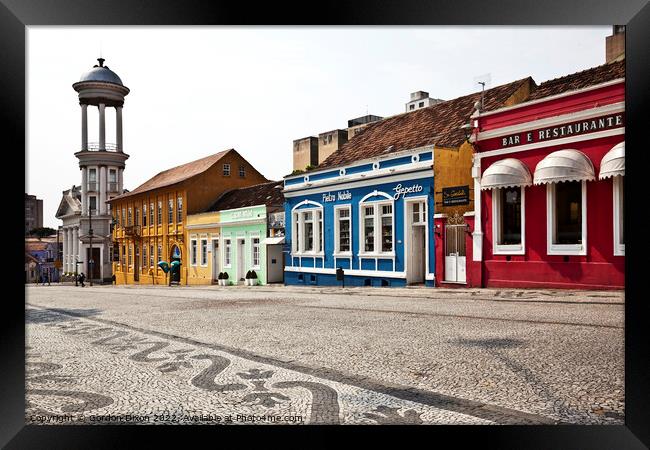 Colourful buildings in the centre of Curitiba, Brazil Framed Print by Gordon Dixon