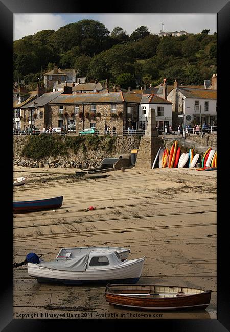 Mousehole Harbour. Framed Print by Linsey Williams