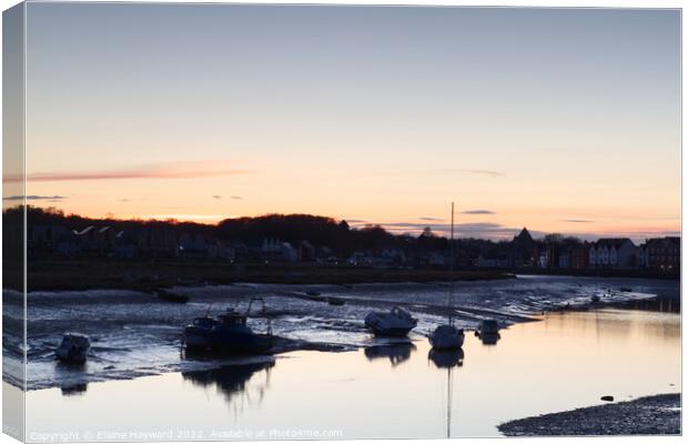 Sunset at Wivenhoe Canvas Print by Elaine Hayward
