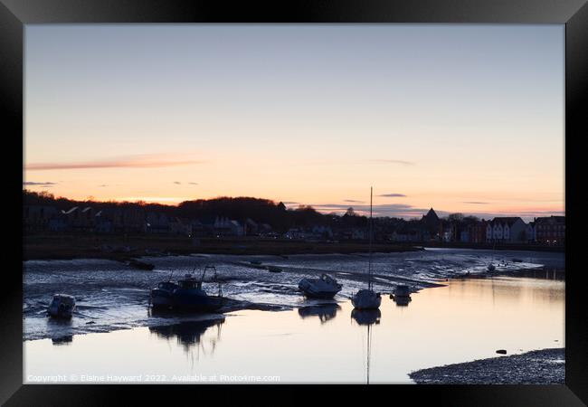 Sunset at Wivenhoe Framed Print by Elaine Hayward