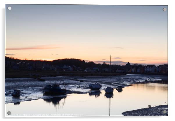Sunset at Wivenhoe Acrylic by Elaine Hayward