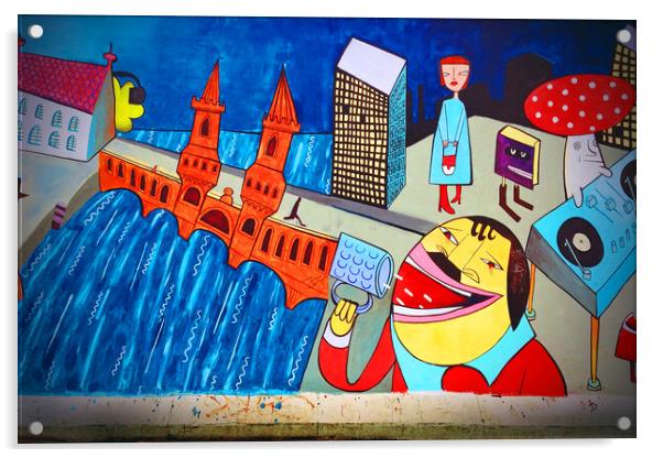 Berlin Wall Graffiti Artwork Street Art Germany Acrylic by Andy Evans Photos