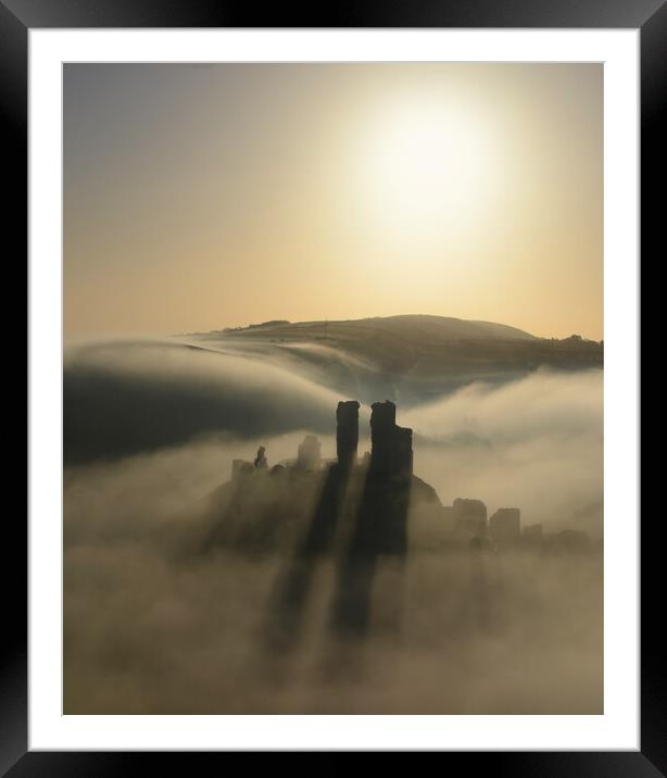 Corfe Shadows - Portrait Framed Mounted Print by David Neighbour