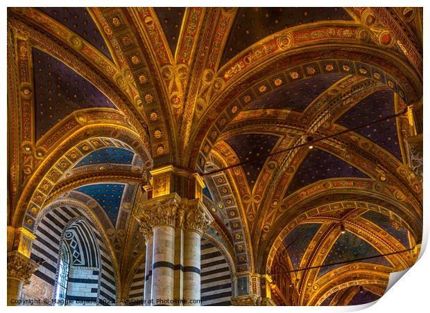 Gold interior of Siena Cathedral, Tuscany Italy Print by Maggie Bajada