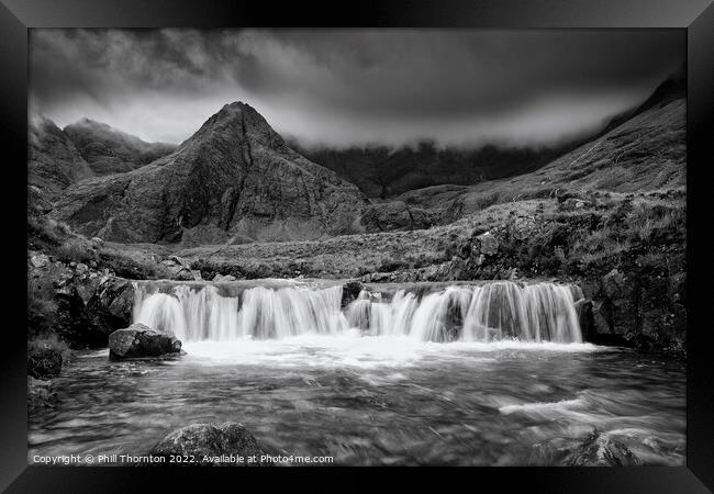 Calm before the storm, Fairy Pools. No.2, B&W Framed Print by Phill Thornton