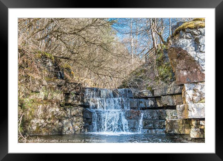 Bow Lee Beck Waterfall in Spring Sunshine Framed Mounted Print by Richard Laidler