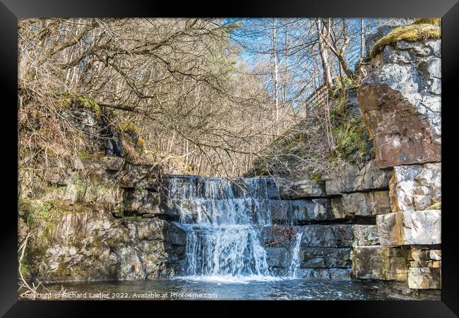 Bow Lee Beck Waterfall in Spring Sunshine Framed Print by Richard Laidler
