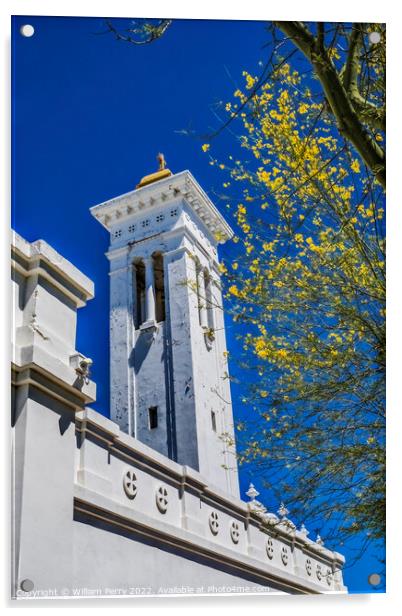 White Santa Cruz Catholic Church Tuscon Arizona Acrylic by William Perry