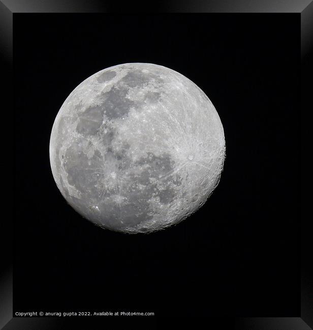 Waxing Gibbous (almost full)  Framed Print by anurag gupta