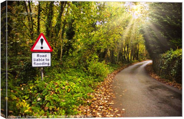 Road Liable To Flooding Canvas Print by Stephen Hamer