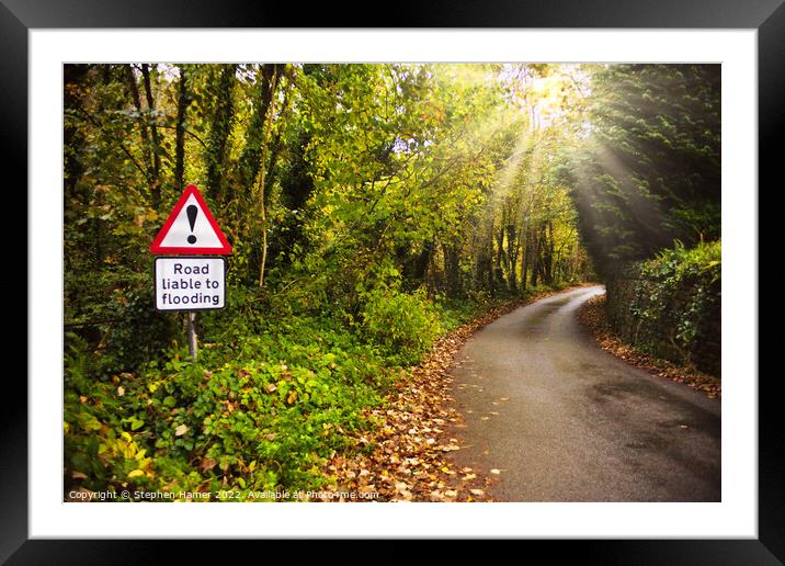 Road Liable To Flooding Framed Mounted Print by Stephen Hamer