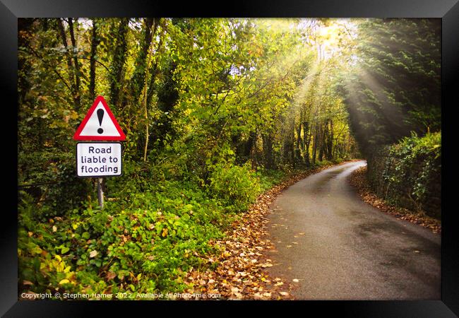 Road Liable To Flooding Framed Print by Stephen Hamer