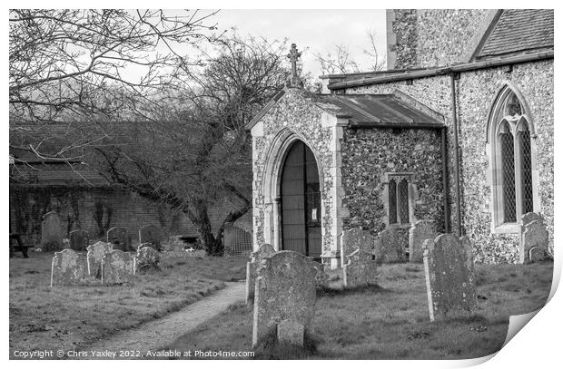 Entrance to an old and historic church in rural Norfolk Print by Chris Yaxley