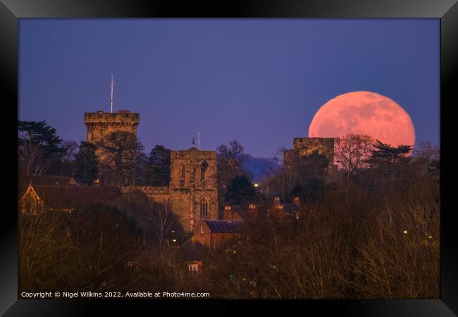 Warwick Castle Moonrise Framed Print by Nigel Wilkins